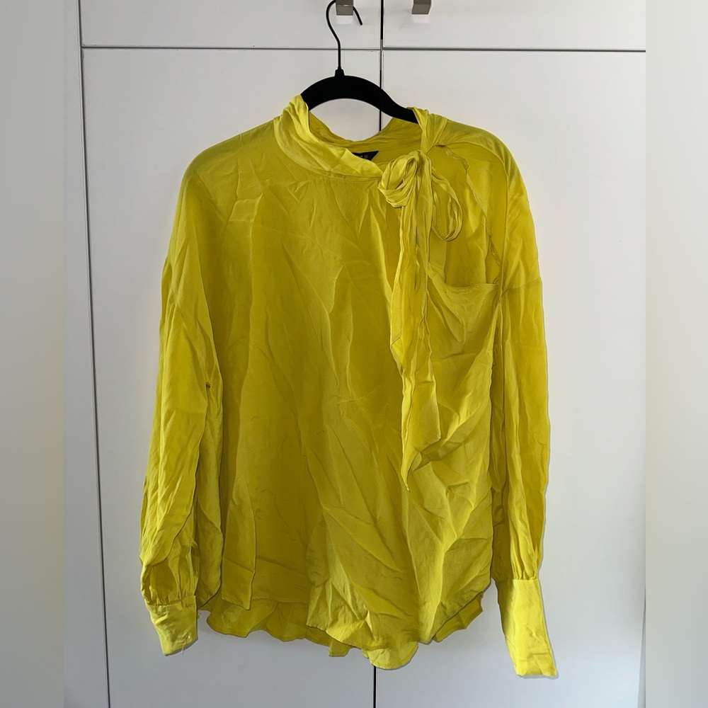 Yellow Zara blouse with front tie
